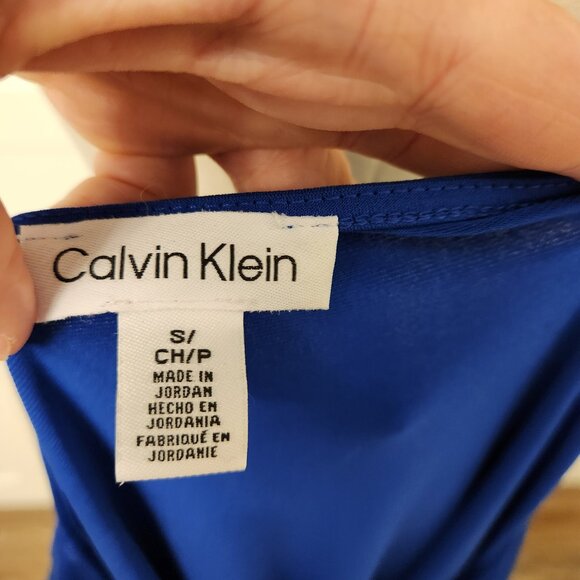 Calvin Klein Royal Blue Flutter Sleeve Blouse Top S/P - Picture 5 of 8